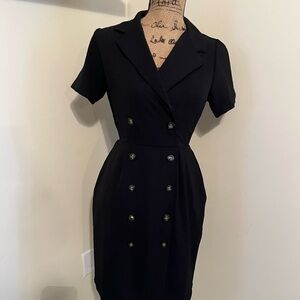 Black professional womens collard button down dress